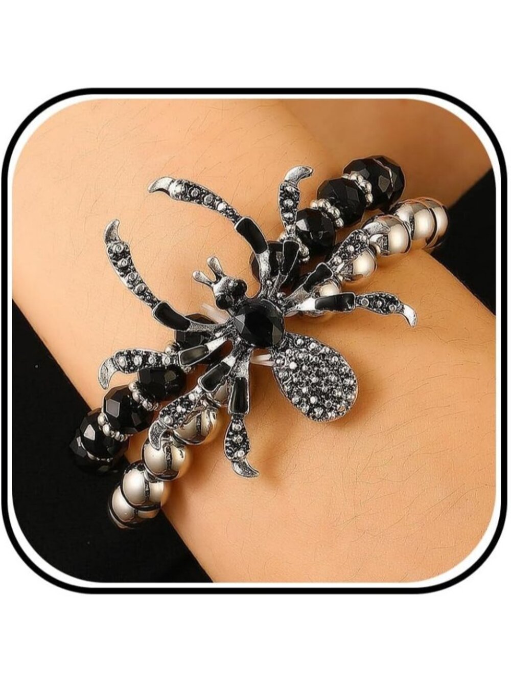 Women's Black Silver Halloween Spider Comfortable Gothic Accessories Bracelet